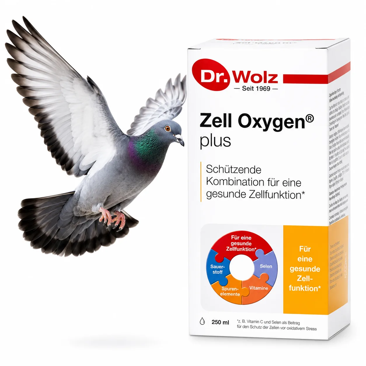 Dr. Wolz Zell Oxygen Plus 250 ml – płynny dodatek z komórkami drożdży i witaminami dla gołębi
