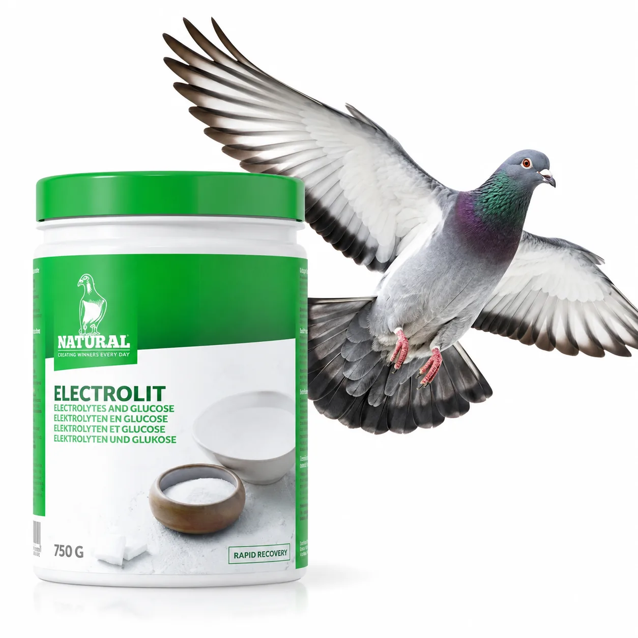 Natural Electrolit 750 g – elektrolity i glukoza dla gołębi na regenerację po locie